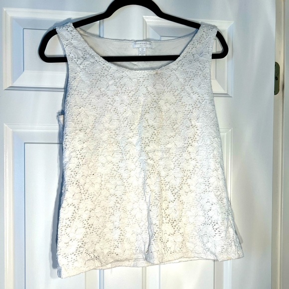 MP Charter Club white lace stretch top - Picture 1 of 4